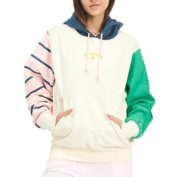 Champion Tops - Champion Reverse Weave Colorblock Oversized Sweatshirt Hooded Sz XS Womens Pink
